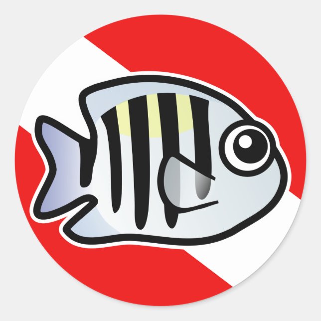 Cartoon Sergeant Major Dive Flag Classic Round Sticker (Front)