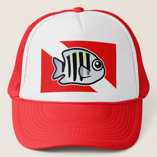 Cartoon Sergeant Major Dive Flag Trucker Hat (Front)