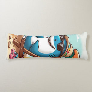 Cartoon shark at the beach body cushion
