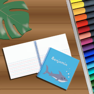Cartoon Shark Kid Blue Handwriting -Art Notebook