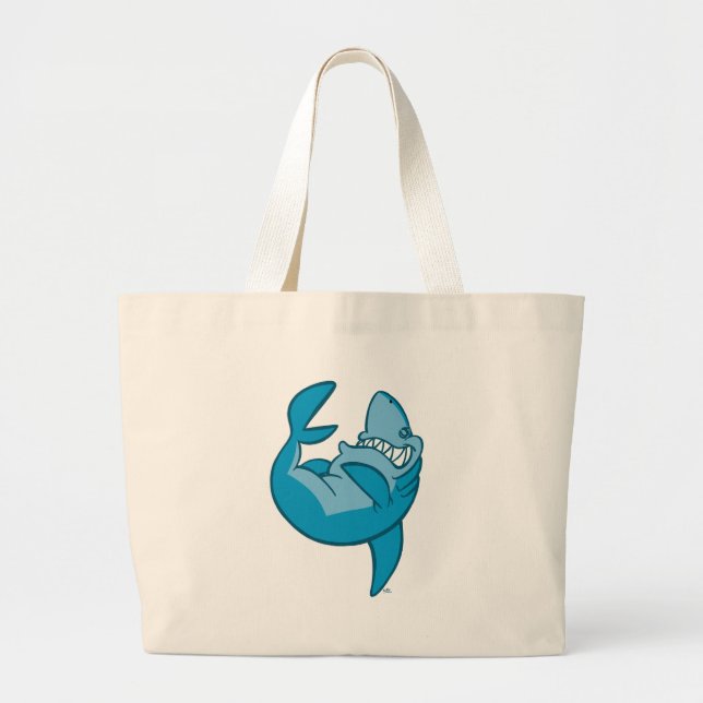 Cartoon Shark rolling back laughing Beach Bag (Front)
