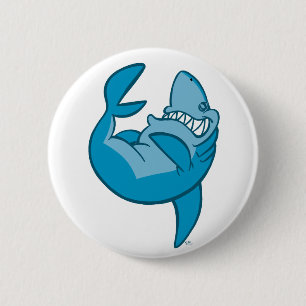Cartoon Shark rolling back laughing Button