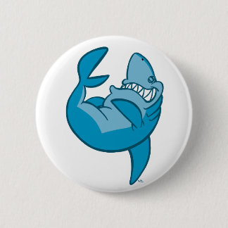 Cartoon Shark rolling back laughing Button