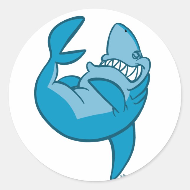 Cartoon Shark rolling back laughing Sticker (Front)