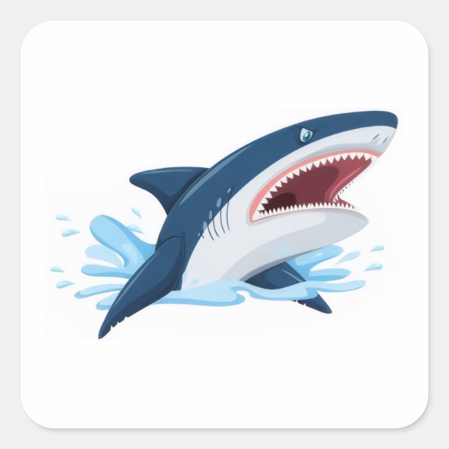 cartoon shark square sticker (Front)