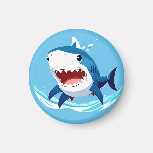 Cartoon Shark Swimming Underwater Magnet (Front)