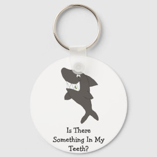 Cartoon Shark With Food In Teeth Key Ring