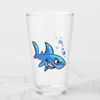 Cartoon Shark with Gritted Teeth Glass
