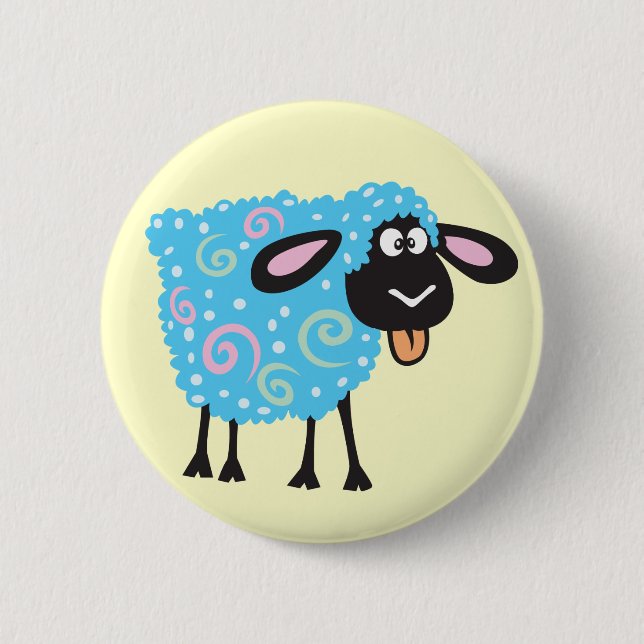 cartoon sheep 6 cm round badge (Front)