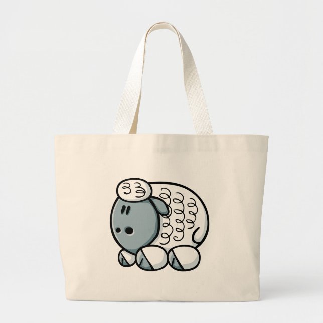 Cartoon Sheep Large Tote Bag (Front)