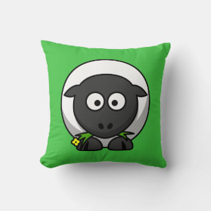 Cartoon Sheep on Green Cushion