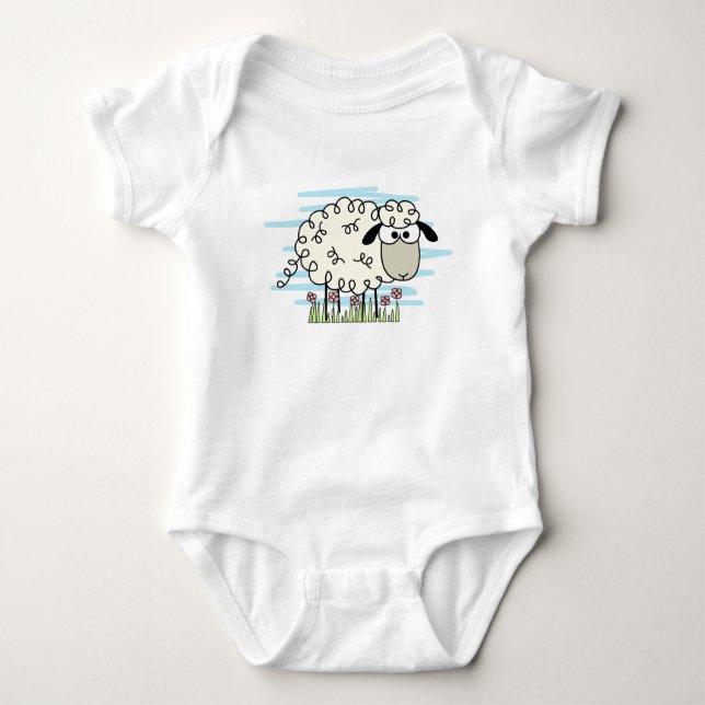 Cartoon Sheep  T-Shirt Baby Bodysuit (Front)