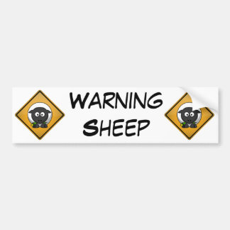 Cartoon Sheep Warning Sign Bumper Sticker