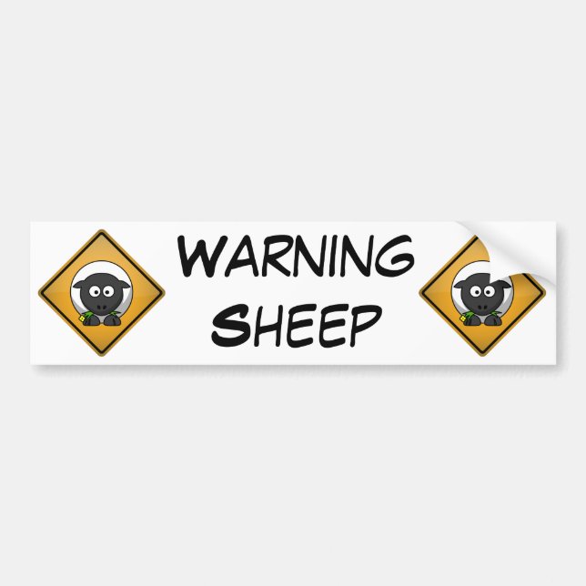 Cartoon Sheep Warning Sign Bumper Sticker (Front)