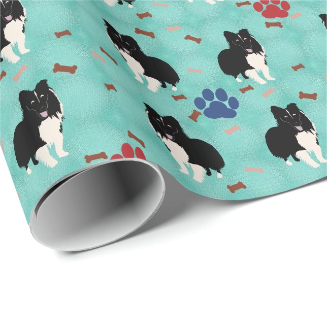 Cartoon Shetland Sheepdog Wrapping Paper (Roll Corner)