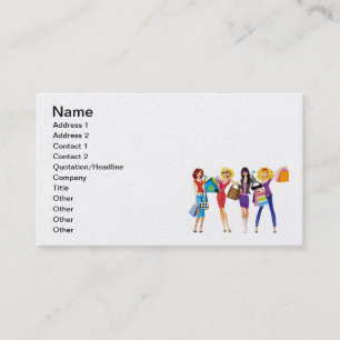 CARTOON SHOPPING GIRLS VECTORS FASHION STYLE FUN F BUSINESS CARD
