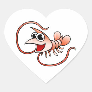 Cartoon Shrimp Heart Sticker