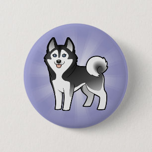 Cartoon Siberian Husky / Alaskan Malamute 6 Cm Round Badge