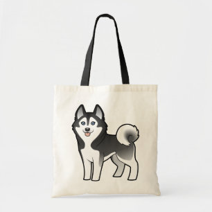 Cartoon Siberian Husky / Alaskan Malamute Tote Bag