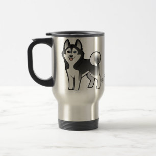 Cartoon Siberian Husky / Alaskan Malamute Travel Mug