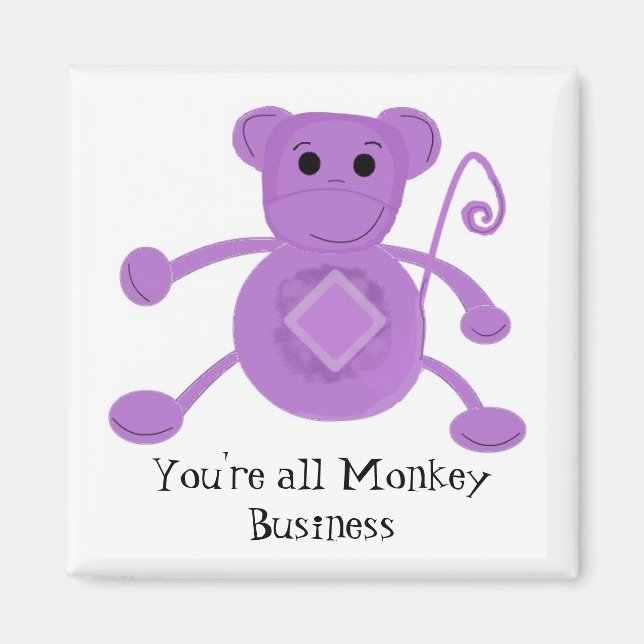 Cartoon Silly Purple Monkey Magnet (Front)