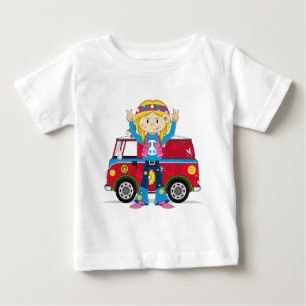Cartoon Sixties Peace Hippie Baby T-Shirt