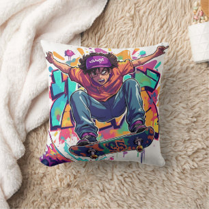 Cartoon Skateboarder Pillow
