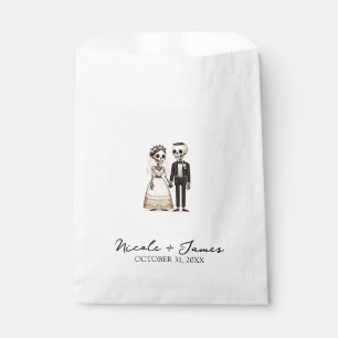 Cartoon Skeleton Bride + Groom Whimsical Wedding Favour Bags