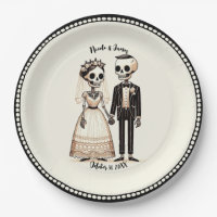 Cartoon Skeleton Bride + Groom Whimsical Wedding