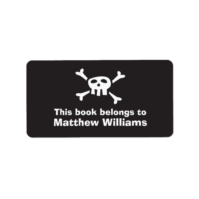 Cartoon skull pirate flag bookplate book plates label (Front)