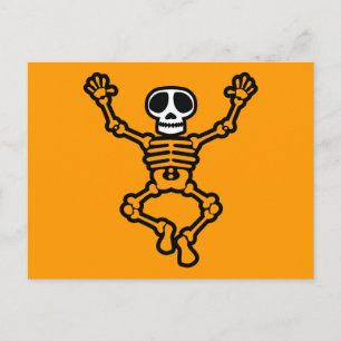 CARTOON SKULL SKELETON GRAPHIC DANCING EMO DARK POSTCARD
