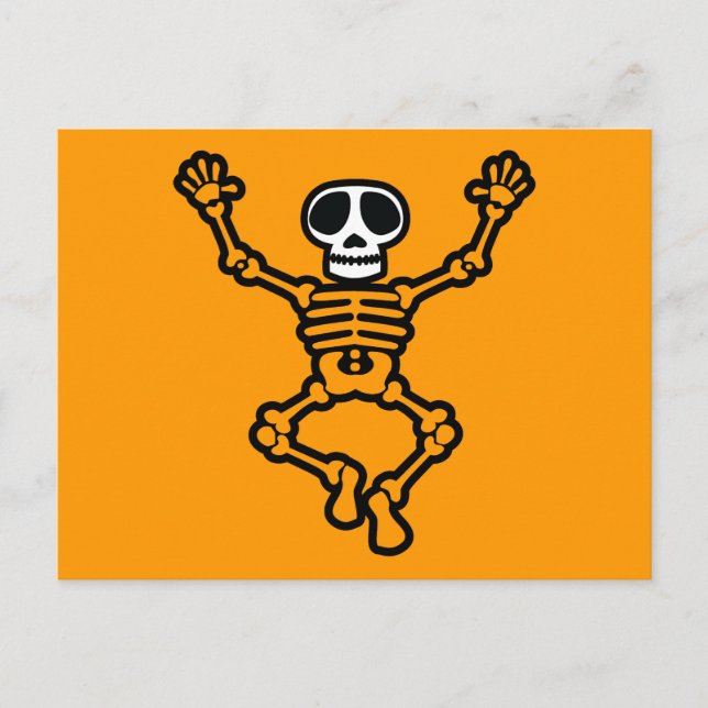 CARTOON SKULL SKELETON GRAPHIC DANCING EMO DARK POSTCARD (Front)