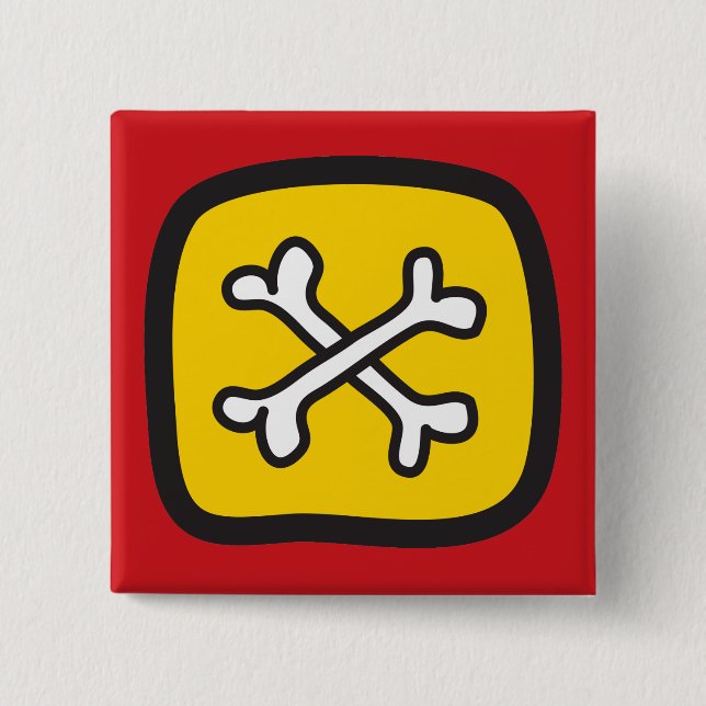 Cartoon Skulls & Bones Halloween Fun Party Button (Front)