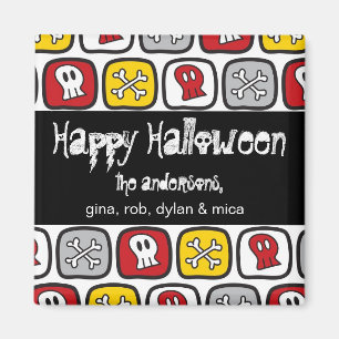 Cartoon Skulls & Bones Halloween Magnet