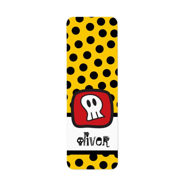 Cartoon Skulls & Bones Kids Party Custom Labels (Front)