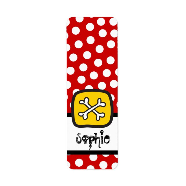 Cartoon Skulls & Bones Kids Party Custom Labels (Front)