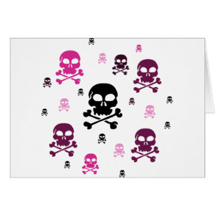 Cartoon Skulls Collage - Pink