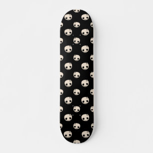 Cartoon Skulls with Star Bow  on Black Background Skateboard