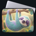 Cartoon sloth hanging upside-down from a branch  laptop sleeve<br><div class="desc">Cartoon sloth hanging upside-down from a branch with a sleepy grin. Exaggerated googly eyes At MotherEagle Inspires, we blend the soul-stirring power of poetry with beautifully crafted everyday items to create gifts that inspire, comfort, and elevate your space. Each product—from mugs and apparel to home décor and stationery—features original poems designed...</div>