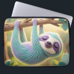 Cartoon sloth hanging upside-down from a branch  laptop sleeve<br><div class="desc">Cartoon sloth hanging upside-down from a branch with a sleepy grin. Exaggerated googly eyes At MotherEagle Inspires, we blend the soul-stirring power of poetry with beautifully crafted everyday items to create gifts that inspire, comfort, and elevate your space. Each product—from mugs and apparel to home décor and stationery—features original poems designed...</div>
