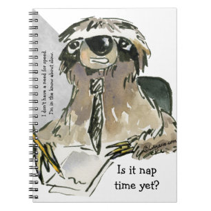 Cartoon Sloth Nap Time Spiral Notebook