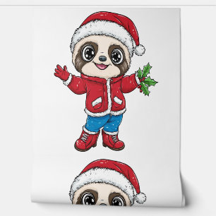 Cartoon Sloth Wearing Christmas Wallpaper