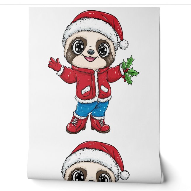 Cartoon Sloth Wearing Christmas Wallpaper (Unrolling)