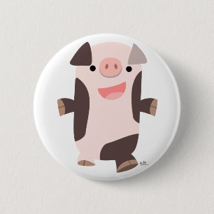 Cartoon Smiling Pig button badge