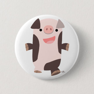 Cartoon Smiling Pig button badge