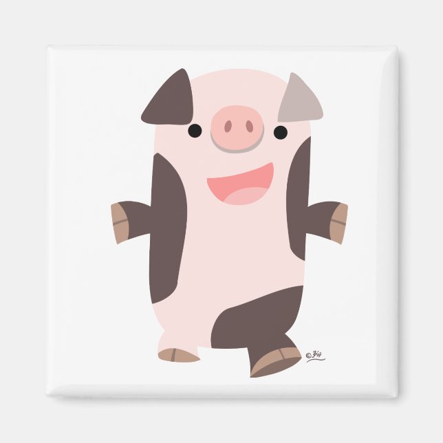 Cartoon Smiling Pig magnet (Front)