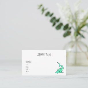 cartoon smiling shark mint blue green ocean animal business card