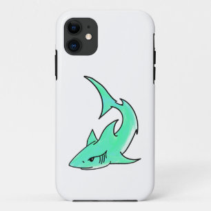 cartoon smiling shark mint blue green ocean animal Case-Mate iPhone case