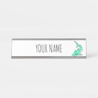 cartoon smiling shark mint blue green ocean animal