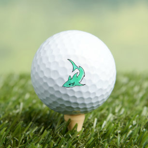 cartoon smiling shark mint blue green ocean animal golf balls